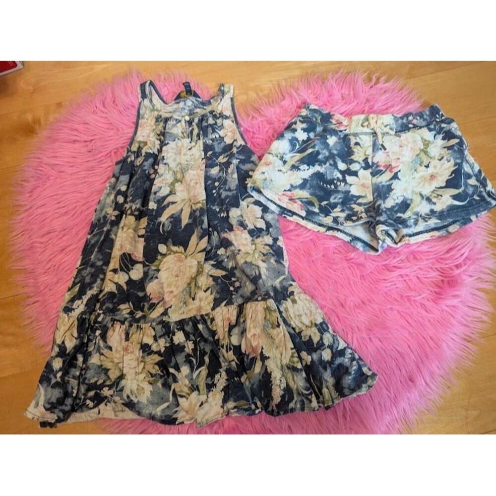 Polo Ralph Lauren Girls Dress and Shorts Set 7/8/10 Blue Floral Pink